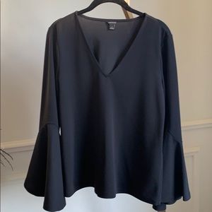 Ann Taylor Bell Sleeved Black Top Size Small